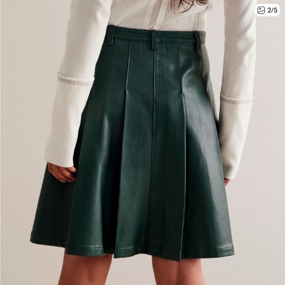 NWT‎ Free People Green Faux-Leather Skirt Sz 0